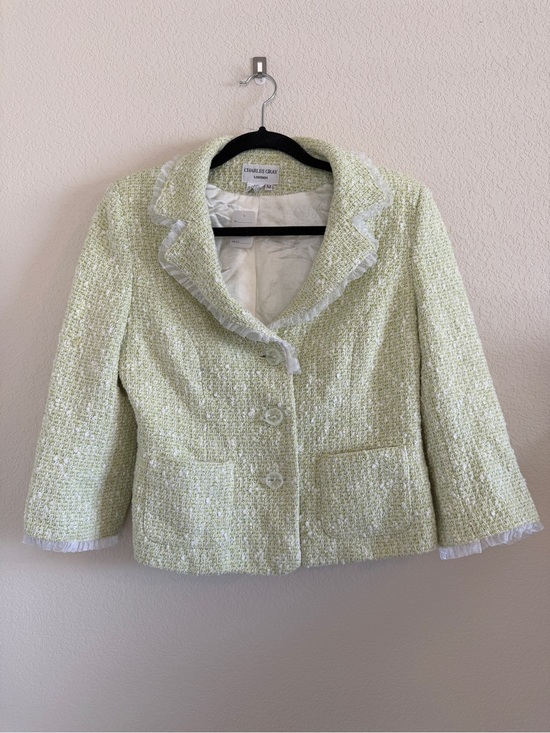 Charles Gray London Jackets & Blazers - Vintage Charles Gray London Pastel Lime Green Tweed Boucle Women's Blazer